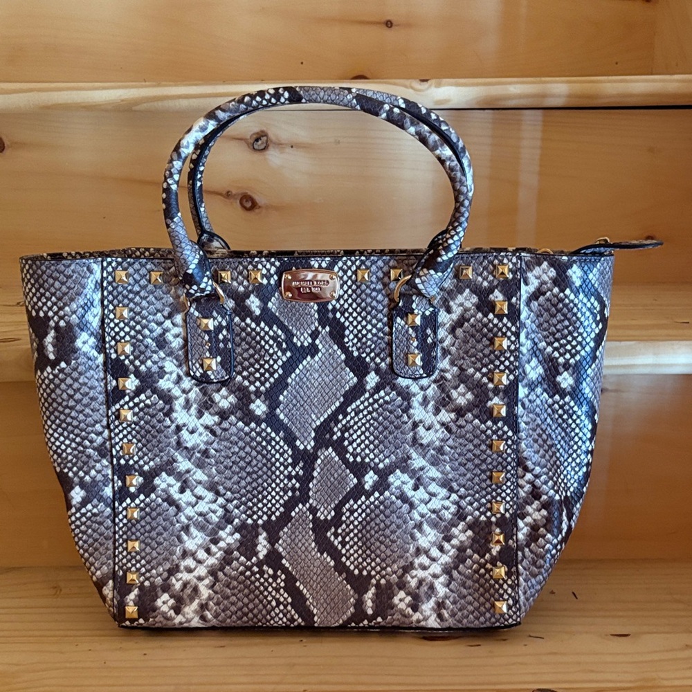MICHAEL Michael Kors Black and Gray Snake Print Tote
